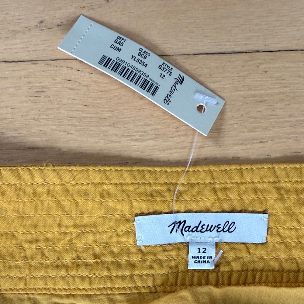 Madewell NWT Side Button Midi Skirt Size 12 Yellow Cotton - Picture 4 of 6